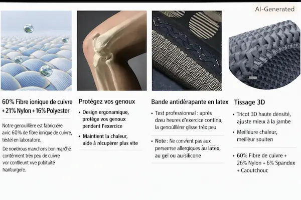 🍃  Genouillère en cuivre pour la douleur et le soutien de l'arthrite, manchon de genou en cuivre pour la douleur au genou, manchon de Compression pour le sport, soulagement de la douleur au genou