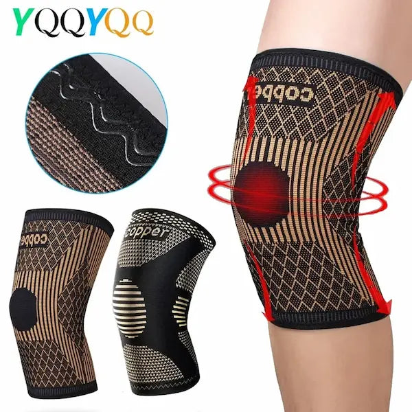 🍃  Genouillère en cuivre pour la douleur et le soutien de l'arthrite, manchon de genou en cuivre pour la douleur au genou, manchon de Compression pour le sport, soulagement de la douleur au genou